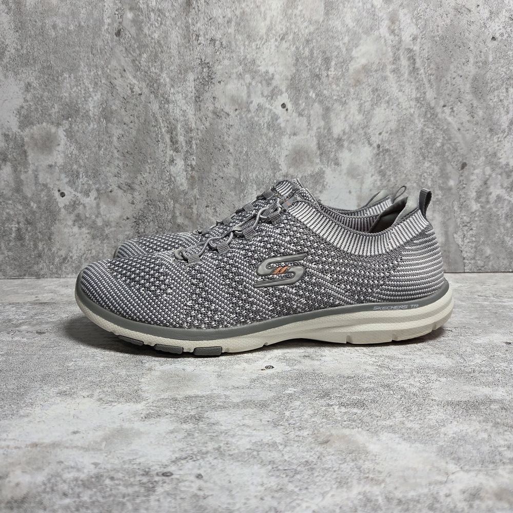 Skechers Women’s Air-Cooled Memory Foam Sneakers Gray White Knit Size 10
